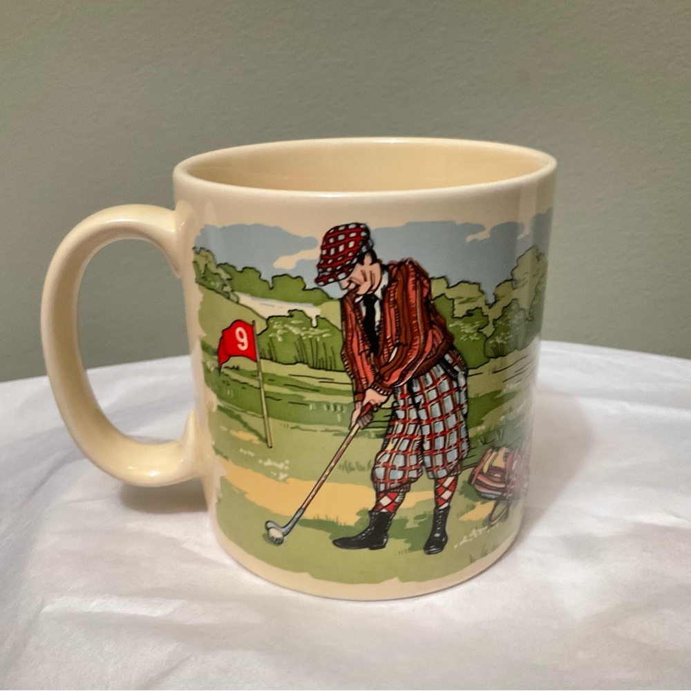 GOLF MUG Russ Berrie Golfer Golf Theme Coffee Mug 9th Hole Old Fashioned 13956